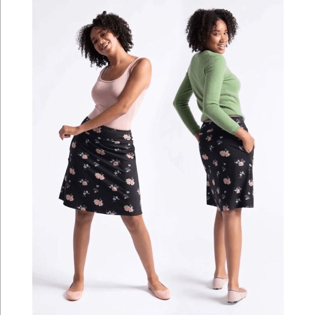 New Betabrand Bouquet Floral A Line Ponte Skirt Skort Medium